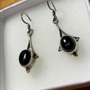 Vintage Handmade Silver and Stone Earrings